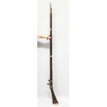 A FINE QUALITY 19TH CENTURY NORTH AFRICAN SILVER INLAID MUSKET / RIFLE, 172cm long