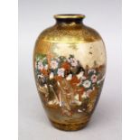 400A FINE QUALITY JAPANESE MEIJI PERIOD SATSUMA OVOID VASE ATTR. KINKOZAN The vase with a blue