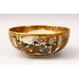 A JAPANESE MEIJI PERIOD SATSUMA IMMORTAL BOWL, the interior of the bowl decorated with scenes of