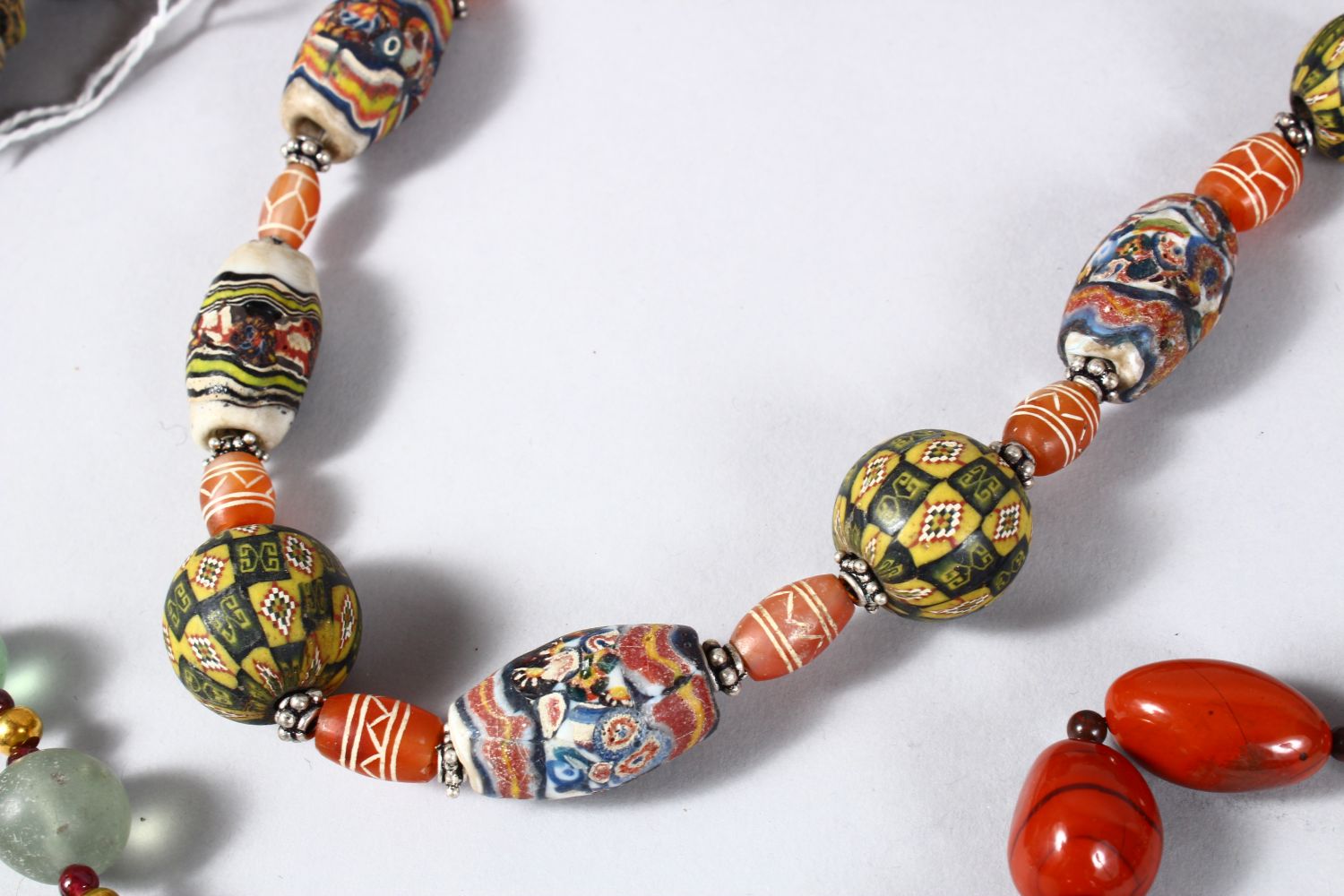 A MIXED LOT OF TEN EASTERN CERAMIC MOSAIC & CRYSTAL / GLASS BEAD NECKLACES, Various styles and - Image 11 of 27