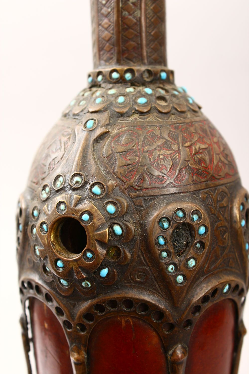 A GOOD PERSIAN SAFAVID METAL MOUNTED COCO DE MER HUQQA, the coco covered with metal mounts and - Image 19 of 19