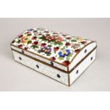 A GOOD 20TH CENTURY CHINESE CLOISOINNE LIDDED BOX, the body decorated upon a white ground with