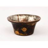 A 19TH CENTURY CHINESE WHITE METAL LINED LACQUER BOWL, 8cm diameter,