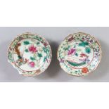 A PAIR OF SMALL CHINESE FAMILLE ROSE NONYA PORCELAIN DISHES, each dish decorated with scenes of