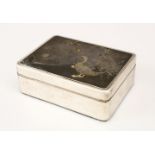 600A GOOD JAPANESE MEIJI PERIOD SILVER & MIXED METAL LACQUER BOX, the silver bound box with an inset