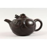A GOOD CHINESE YIXING CLAY DRAGON TEAPOT, the body of the pot with moulded dragon decoration, the