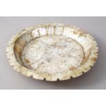 A GOOD 18TH / 19TH CENTURY GOA MOTHER OF PEARL DISH, the dish formed from sectional cuts of mother