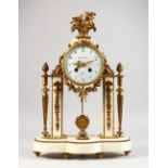 A LOUIS XVI ORMOLU AND WHITE MARBLE DAUM CLOCK by T. COMELIN, PARIS, with eight-day movement,