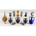 A COLLECTION OF THIRTEEN ROMAN TYPE DECORATIVE GLASS PIECES.