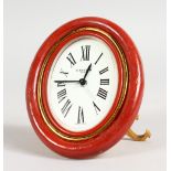 A CARTIER OF PARIS EASEL CLOCK, 3.5ins high, in a red Cartier case.