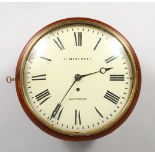 A GOOD 19TH CENTURY MAHOGANY CASED CIRCULAR 10-INCH WALL CLOCK by G. MITCHELL, LONDON, with fusee
