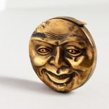 A NOVELTY BRASS TWO FACE MOON VESTA.