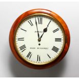 A GOOD 19TH CENTURY MAHOGANY CASED CIRCULAR 11-INCH WALL CLOCK by BARBER, HIGH WYCOMBE, with fusee