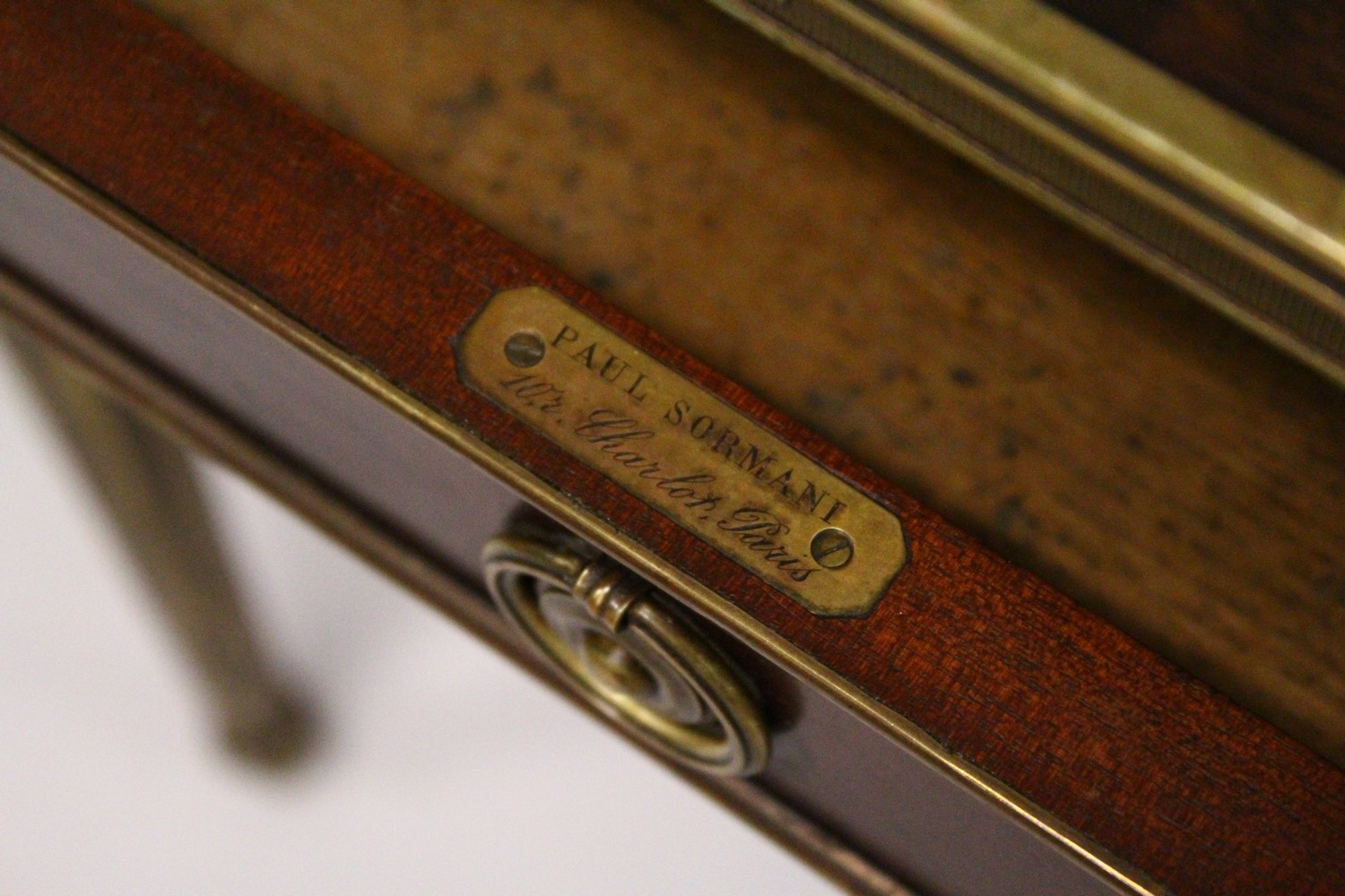 PAUL SORMANI, A GOOD 19TH CENTURY MAHOGANY AND BRASS BOUND ENVELOPE CARD TABLE, with baize lined - Image 3 of 17