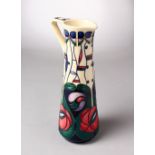 A MOORCROFT POTTERY TALL JUG. Signed Emma Bossons, 21.9.03, 90 95. 9.5ins high.