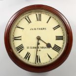 A VICTORIAN MAHOGANY CIRCULAR WALL CLOCK, with eight-day movement, the circular dial signed J. &