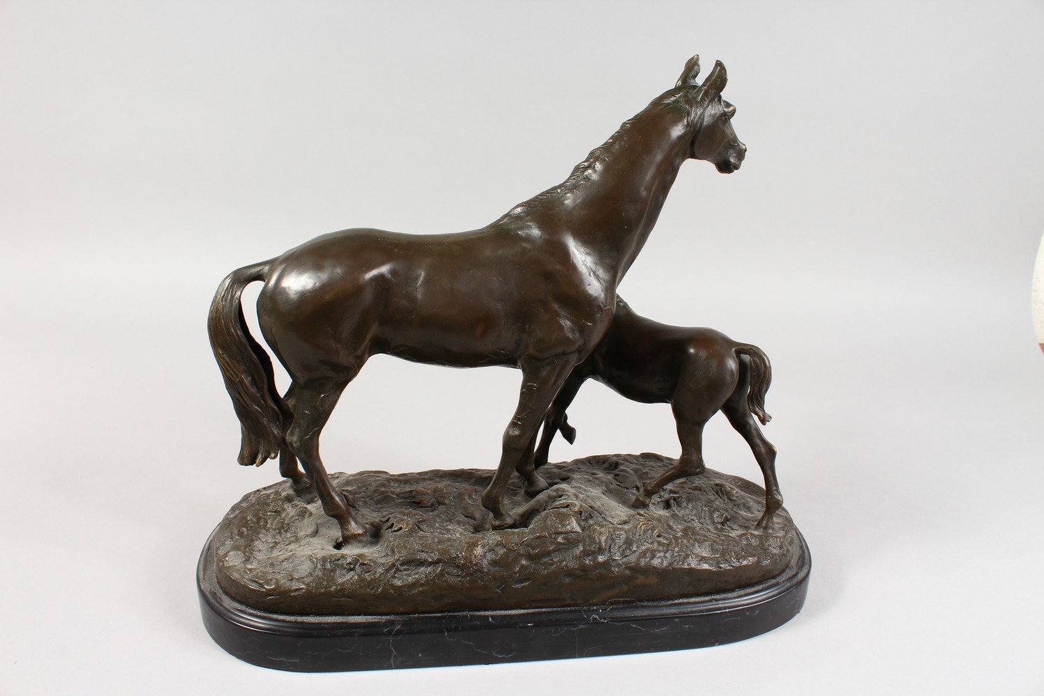 AFTER P. J. MENE A LARGE BRONZE GROUP, MARE AND FOAL. Signed P. J. MENE, on a naturalistic base with - Image 6 of 6