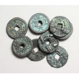 EIGHT CHINESE COINS.