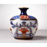 A GOOD MOORCROFT POTTERY BULBOUS VASE. Circa. 1898. Printed MacIntyre, Burslem mark. 5ins high x