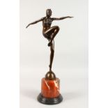 AFTER J. PHILIPPE A GOOD BRONZE FIGURE OF A DANCER. Signed. 16.5ins high, on a veined marble base.