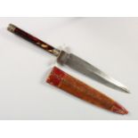 A LATE 19TH CENTURY SPEAR POINT BOWIE KNIFE, by J. BEAL & SONS, SHEFFIELD, with tortoiseshell handle
