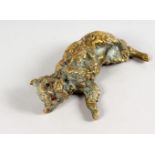 A GOOD SMALL FRENCH BRONZE DOG by MAISON ALPHONSE GIROUX, PARIS. 4.5ins long.