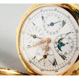A SUPERB 14CT GOLD MULTI DIAL REPEATER POCKET WATCH, No. 1995. Watch diameter 55mm (2.25")