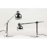 A PAIR OF ART DECO DESIGN CHROME TABLE LAMPS.