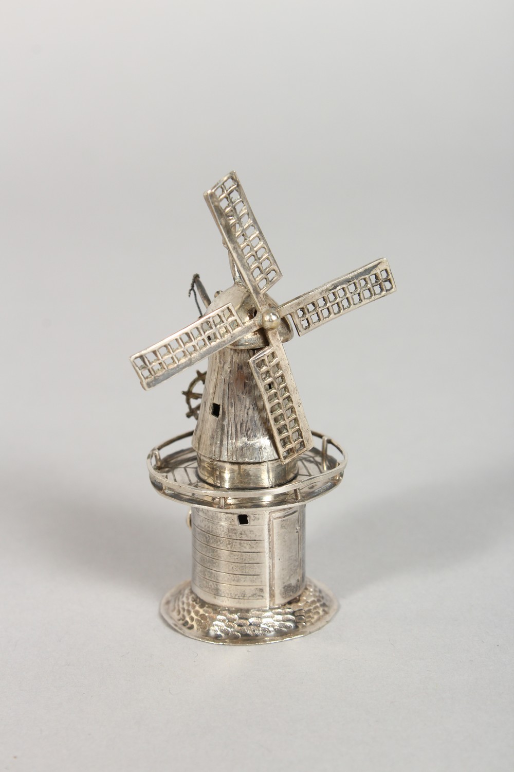 THREE DUTCH SILVER MINIATURE MODELS, a windmill, a drawbridge and a horse drawn barge. Various - Image 6 of 18