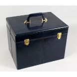 A GOOD BLUE LEATHER VANITY CASE.