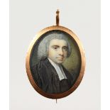 NATHANIEL HONE (1718-1784) IRISH Portrait head and shoulders of a clergyman. Monogrammed NH