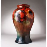 A GOOD LARGE MOORCROFT POTTERY VASE, "PANSIES". W. Moorcroft signature and impressed W. Moorcroft.