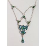 A SILVER AND ENAMEL ART DECO STYLE NECKLACE.