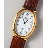 AN EMERICH MEERSON OF PARIS WATCH, with leather strap.