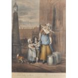 After Francis Wheatley (1747-1801) British. "The Cries of London", Engraving, with Verre Eglomise,