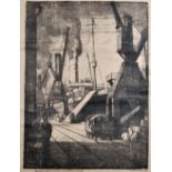 Leslie Moffat Ward (1888-1978) British. "Liners Taking In Stores - Southampton Docks (June 1913)",