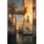 Antoine Bouvard (1870 - 1955) French. A Venetian Backwater with Bridge, Oil on Canvas, Signed '