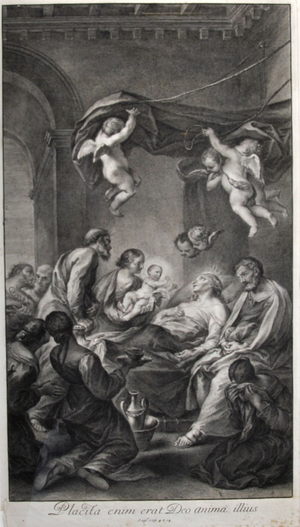 After Andrea Sacchi (1599-1661) Rome, An Early Engraving 'Placita Enim Erat Deo Anima', 24.5" x