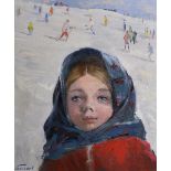 Nikolai Nikolaevich Baskakov (1918-1993) Russian. A Winter Day , Head of a Young Girl with Figures