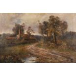 Late 19th Century English School. A River Landscape, with a Cottage, Oil on Canvas, Signed with