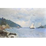 20th Century English School. Sailing Boats before Dartmouth Castle, Circa 1920, Oil on Canvas, 34" x