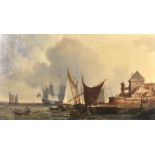 Manner of Jan Claesz Reitshcoof (1652-1719) Dutch. 'Boats in a Choppy Sea off the Coast Veere",