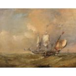 George Chambers (1830-c.1890) British. "Off Gravesend", a Shipping Scene, Oil on Canvas, Signed,