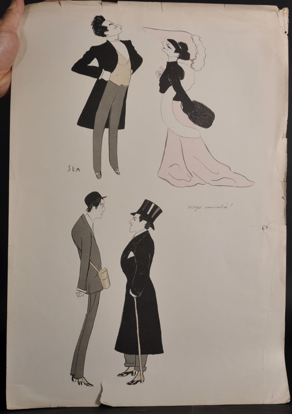 Georges Goursat 'SEM' (1863-1934) French. A Caricature of Elegant Figures, Print, Unframed, 20.5" - Image 2 of 4