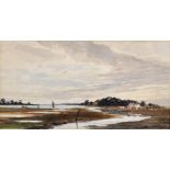 Circle of George Arthur Fripp, Estuary Scene With Cattle, Watercolour, Unframed, 6" x 11".