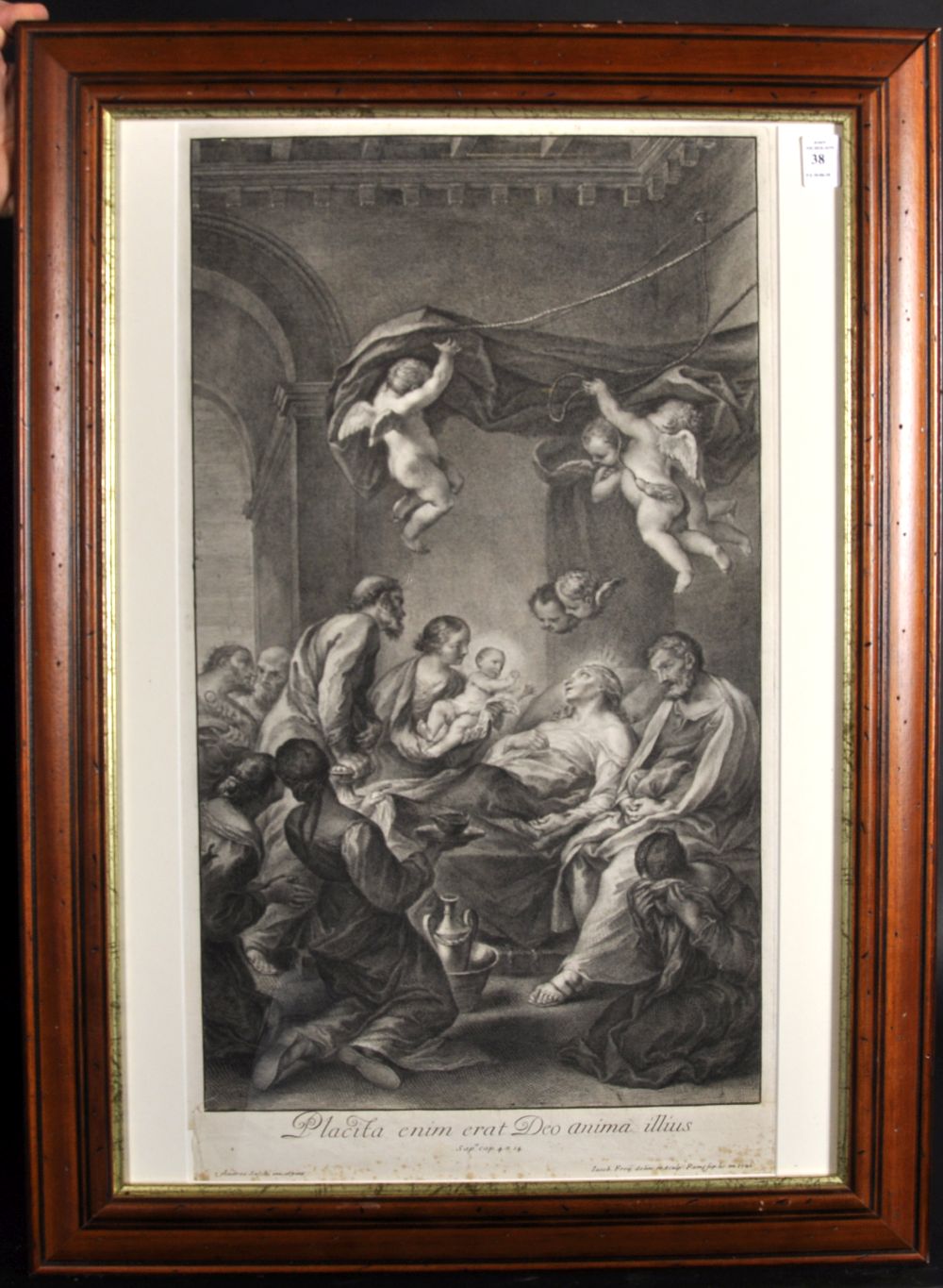 After Andrea Sacchi (1599-1661) Rome, An Early Engraving 'Placita Enim Erat Deo Anima', 24.5" x - Image 2 of 3