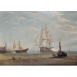 Late 18th Century English School. A Three Masted Vessel in Middle Eastern Waters, Oil on Canvas,