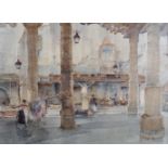 W Russell Flint British, Beating a Carpet, Signed in Pencil, Image Size 16.5" x 22.5".