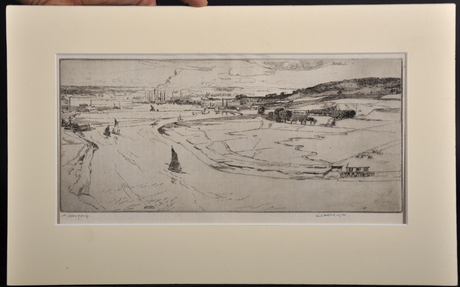 Leslie Moffat Ward (1888-1978) British. An Estuary Scene, Etching, Signed, Inscribed "1st Working - Image 2 of 3