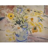 Reg Gammon (1894-1997) British. 'Summer Flowers', Watercolour, Signed, Inscribed on a label on the